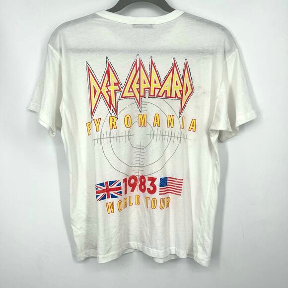 Daydreamer Def Leppard TNT Pyromania '83 Ringer Tee White Medium NWOT - Picture 3 of 8
